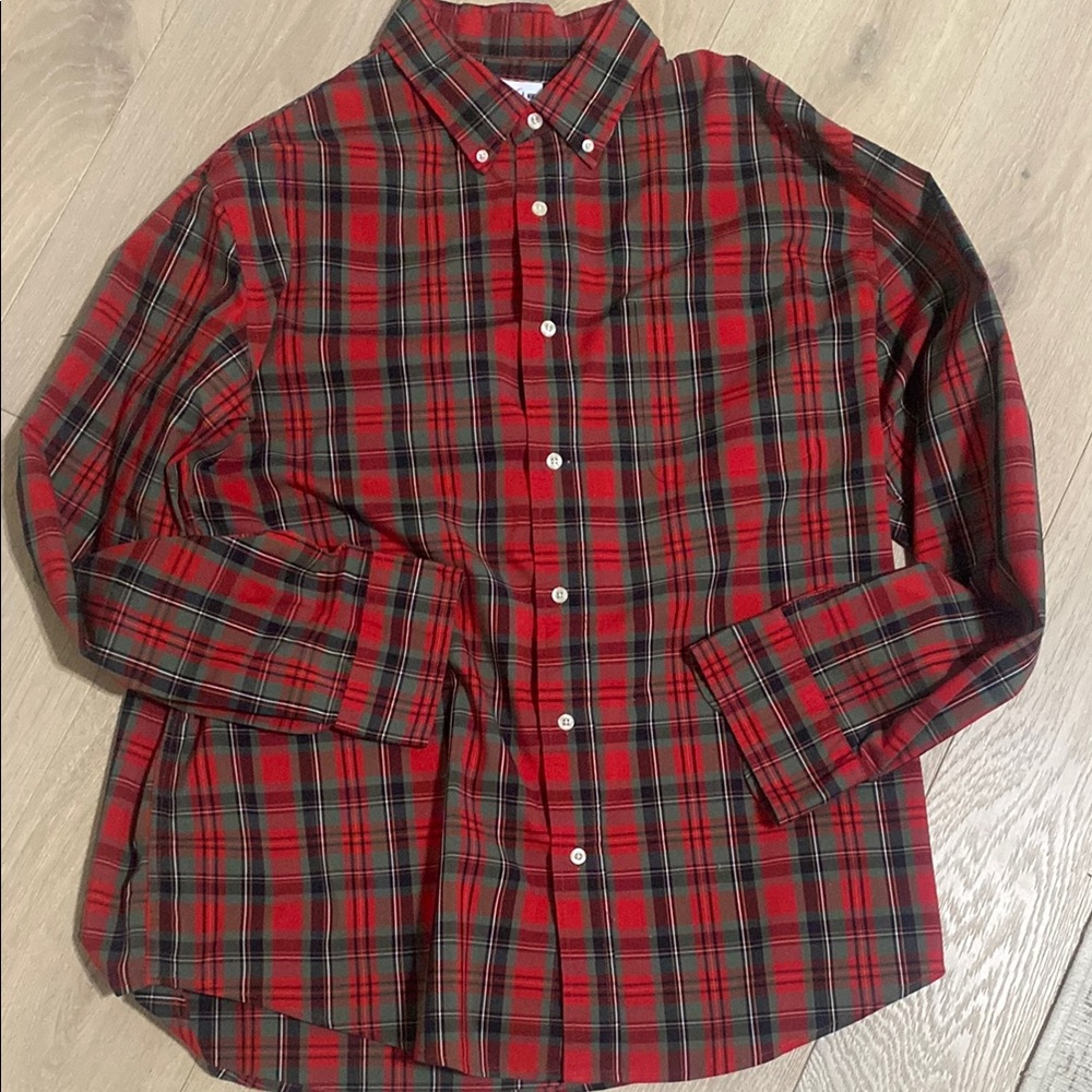 Men’s Saddlebred Red and Green Plaid Button-Up Shirt